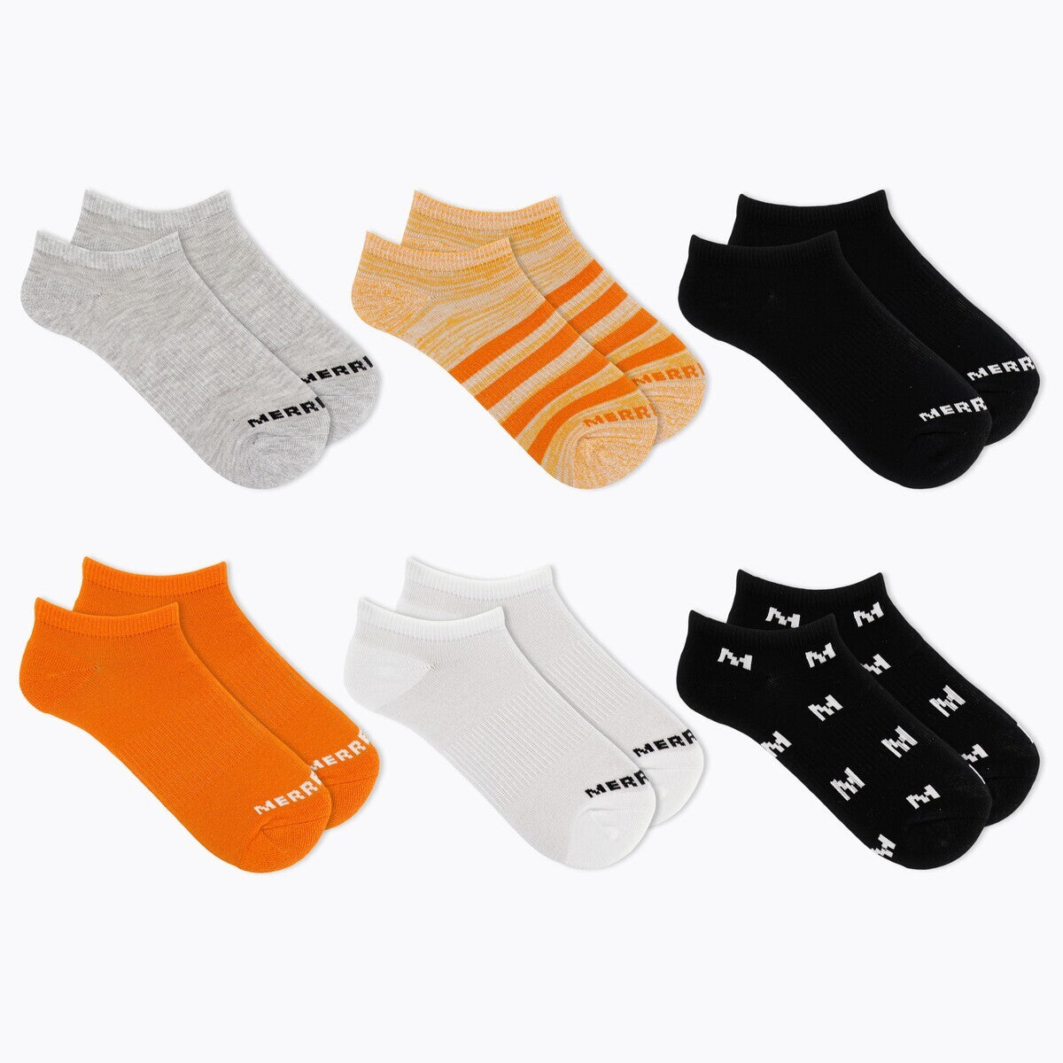 Every Day Low Cut Kids 6 Pack Socks | Merrell NZ #colour_orange-assort